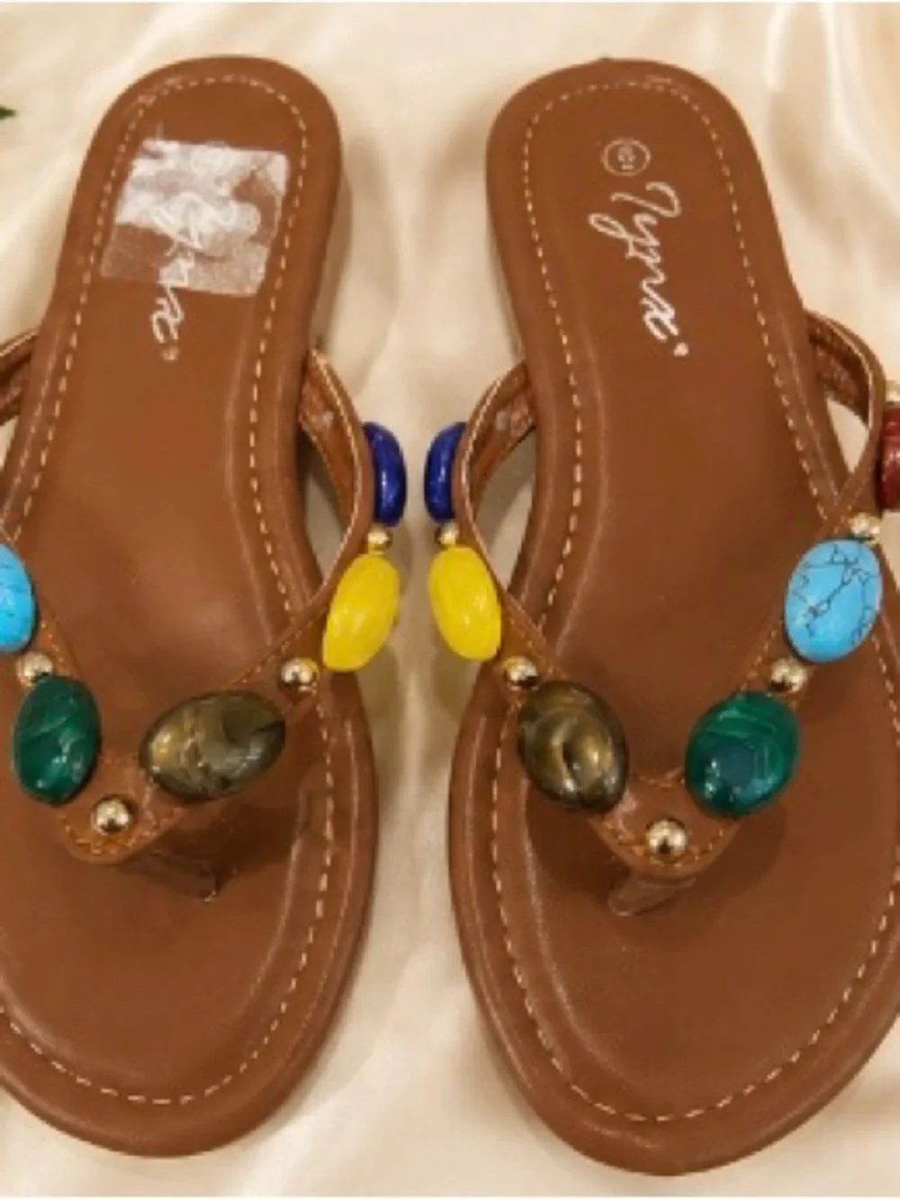 Jynxi Embellished Brown Slide Sandals | NWOT | Women’s Size 6